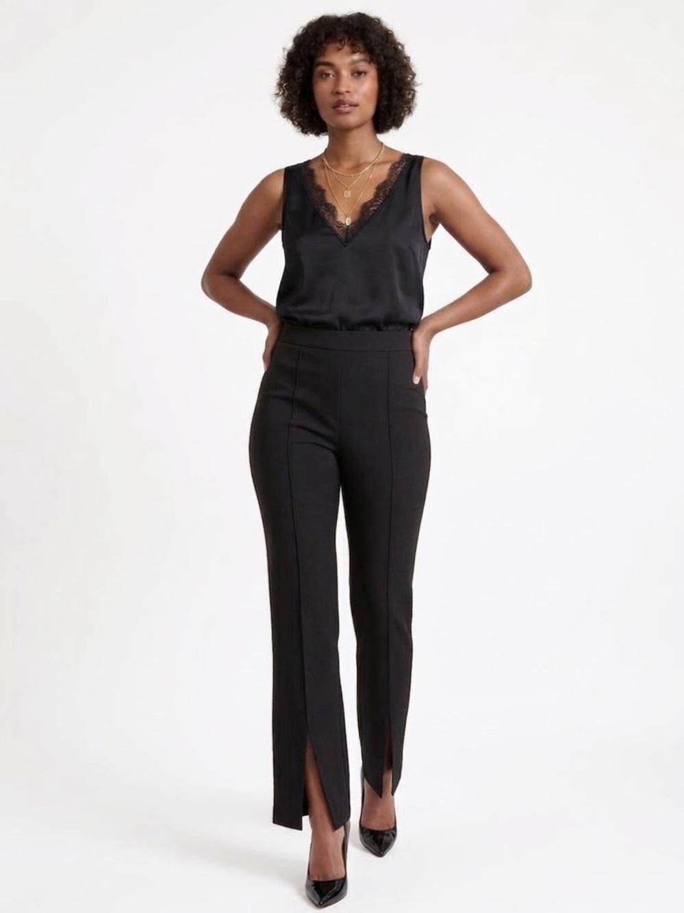 Bailey/44 Black Open Slit Pull On Pants Size Medium